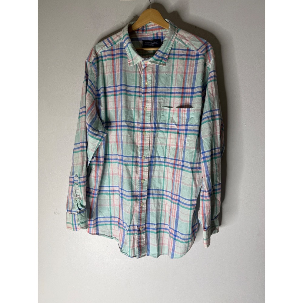 Vineyard Vines Men's‎ Classic Fit Shirt Long Sleeve Button Down XB Plaid - Whale